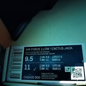 Travis Scott X Air Force Ones Special Edition "Cactus Jack" Size 9.5